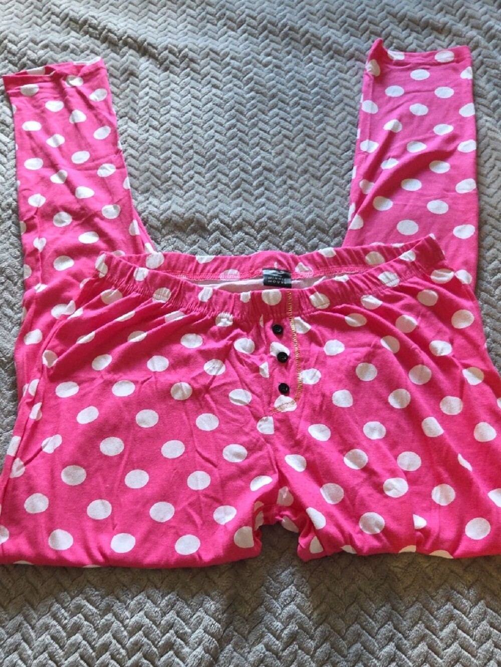 Womens Black & Pink Minnie Mouse Polka Dot Pajama Set - NWOT, sz M - Picture 9 of 13